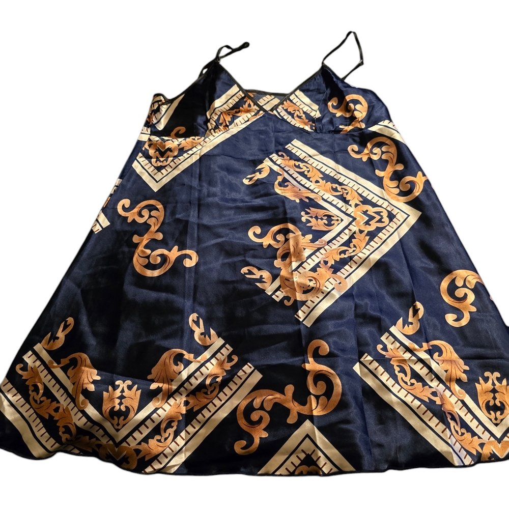Designer Navy and Gold Patterned Dress